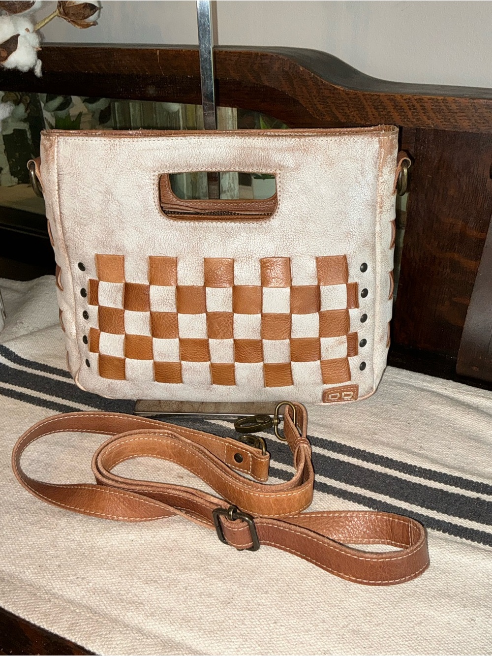 NWT Bed Stu Leather Keiki Crossbody Bag Handbag Nectar Lux Tan Rustic MSRP $235